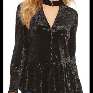 William Rast black Ramsey velvet choker top